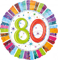 Okrągły balon 80. urodziny kolorowe