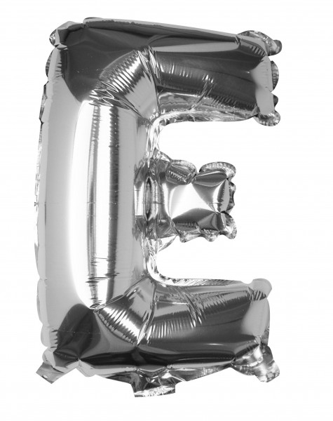 Silberner E Buchstaben Folienballon 35cm