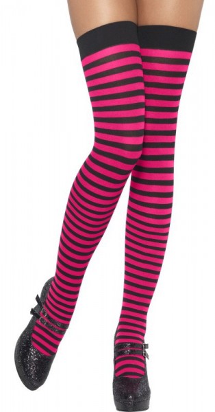 Knee high socks black pink striped