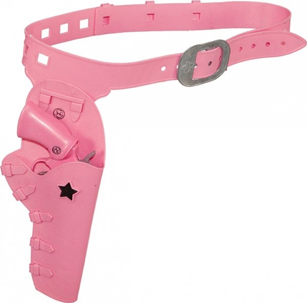 Cinturón de vaquera del salvaje oeste con funda de pistola en rosa