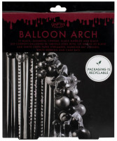 Aperçu: Ballon Arch - Arc noir et blanc avec des banderoles sur des chauves-souris en papier