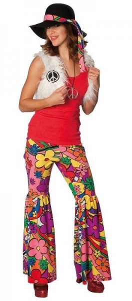 Costume femme hippie fleuri avec gilet