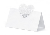 10 kartek na stół z ornamentem w kształcie serca 9 x 6,5 cm