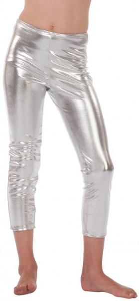 Silver disco leggings for children