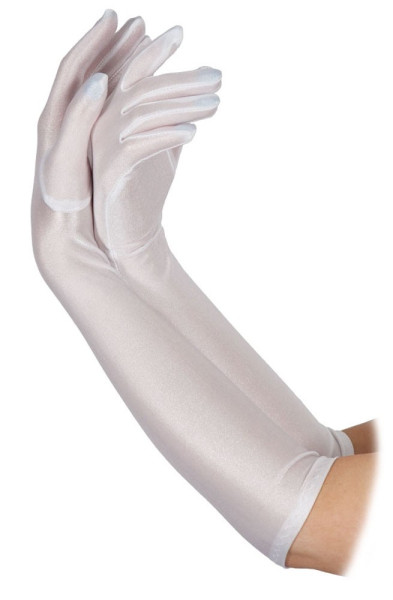 Długie rękawiczki damskie w kolorze białym