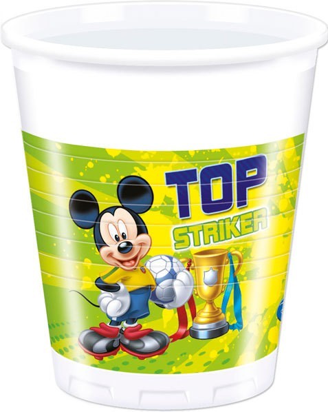 8 plastikowych kubków drużyny futbolowej Mickey Mouse 200 ml