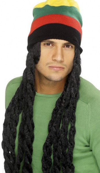 Casual hat in Jamaica colors with dreadlocks