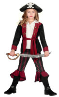 Oversigt: Bordeauxrote Piratin Kostüm für Mädchen