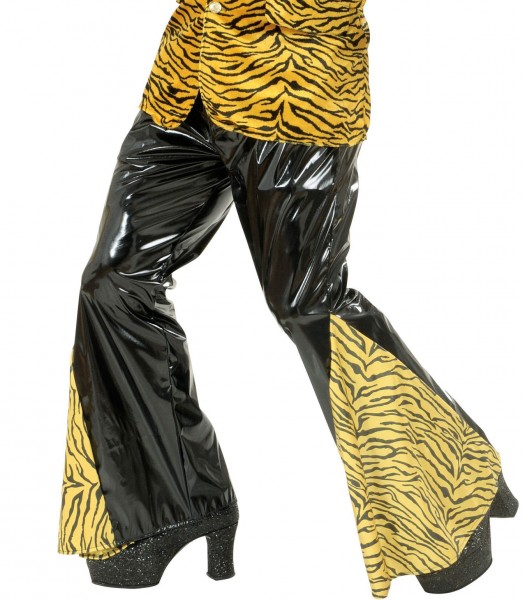 Tiger lacquer look flared trousers