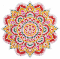 Oversigt: 8 Eco farverige Diwali papir tallerkener 27cm