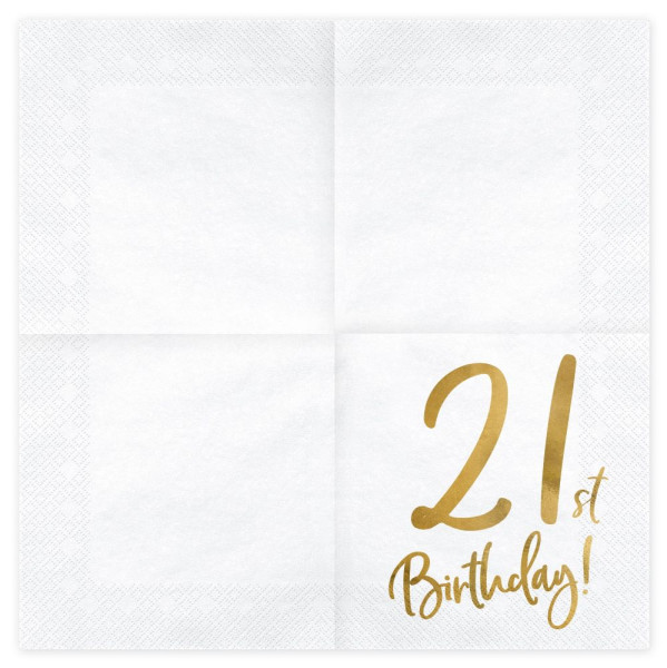 20 servietter Blank 21 års fødselsdag 33cm