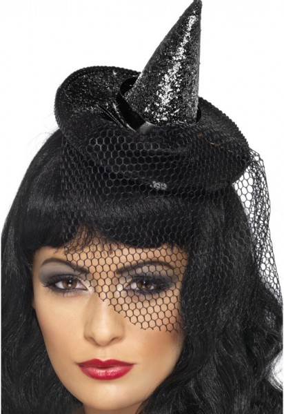 Halloween little hat witch glitter black