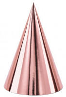 6 Roségold metallic Partyhüte 16cm