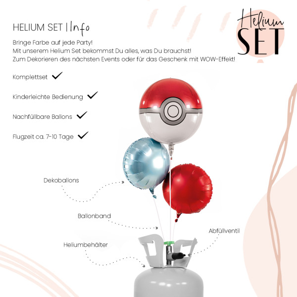Pokéball Ballonbouquet-Set mit Heliumbehälter 3