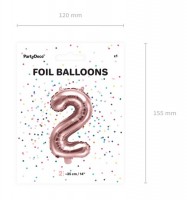 Vorschau: Metallic Zahlenballon 2 roségold 35cm