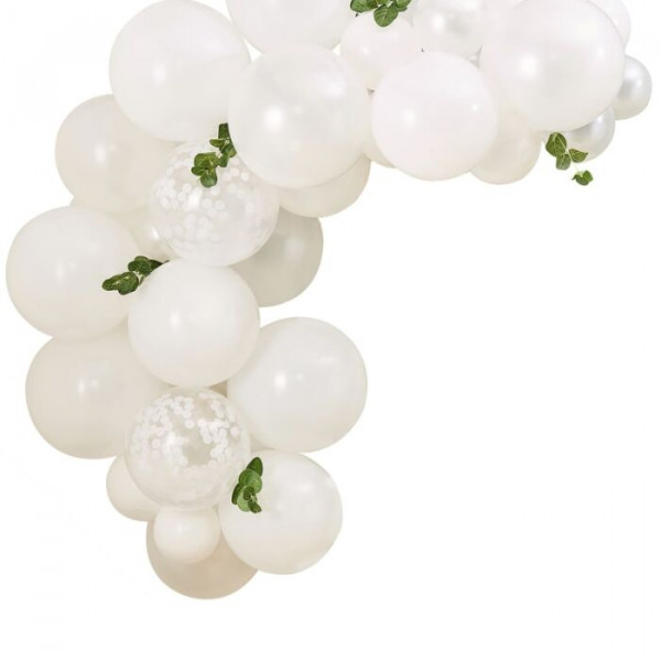 Guirnalda botánica baby shower globo blanco