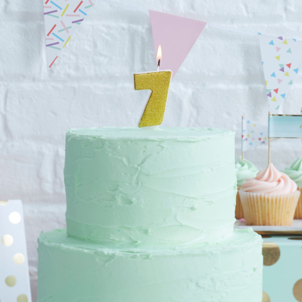 Golden Mix & Match number 7 cake candle 6cm