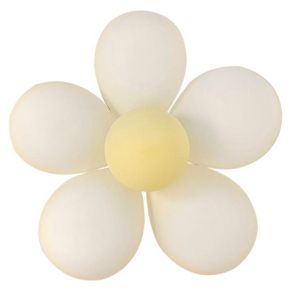 42 petits ballons fleuris blancs et jaunes