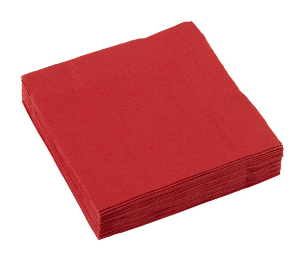 20 serviettes en papier pour buffet de fête rouge 25cm