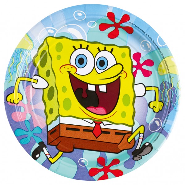 Okrągły talerz papierowy Spongebob Fun 18 cm