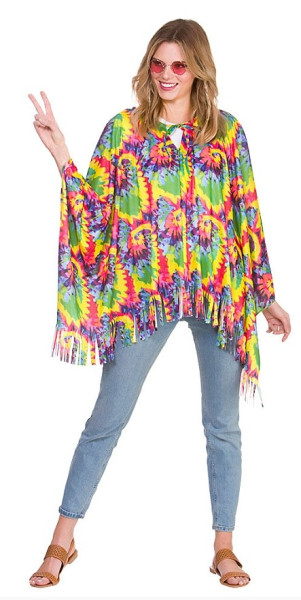 Farverig hippie-poncho til voksne