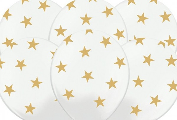 50 white gold star balloons 30cm 2