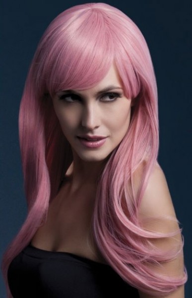 Parrucca rosa a pelo lungo