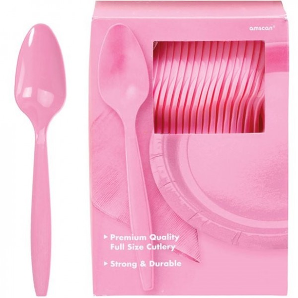 100 cucharas de plástico rosa claro