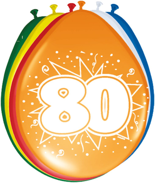 8 palloncini 80° compleanno colorati