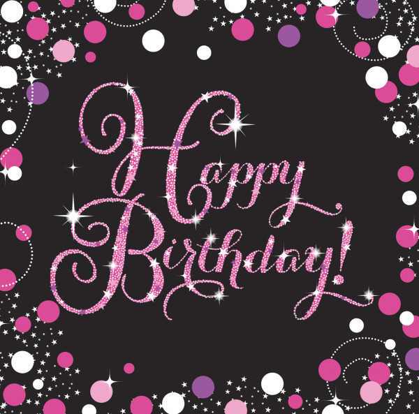 16 servilletas Pink Happy Birthday 33cm