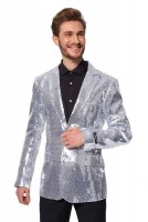 Widok: Cekinowa srebrna kurtka Suitmeister dla mężczyzn
