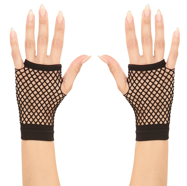 Czarne siatkowe rękawiczki bez palców