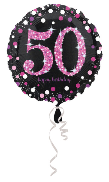 Roze 50e Verjaardag folieballon 43cm