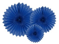 Vista previa: 3 rosetas de papel Partystar azul oscuro