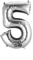 Number balloon 5 silver 86cm