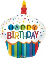 Cupcake d'anniversaire arc-en-ciel ballon en aluminium