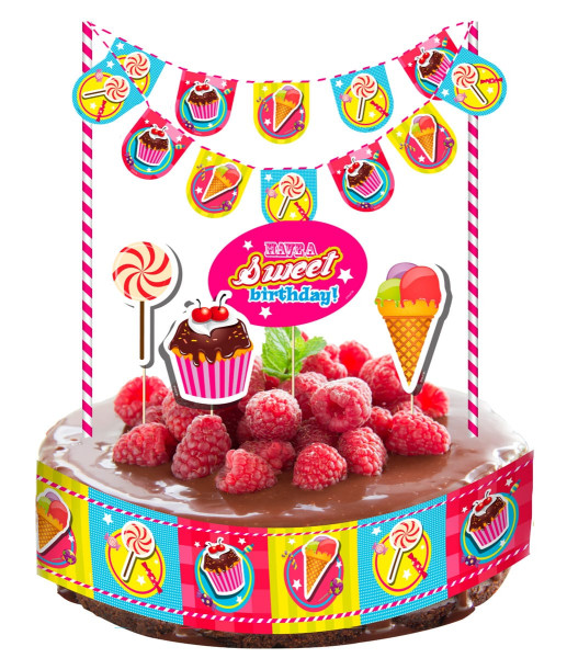 Dekoracja tortu słodkie urodziny 10 sztuk
