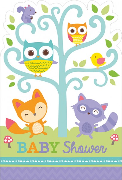Babyparty Liebenswerte Waldtiere Einladungskarte 8 Stück