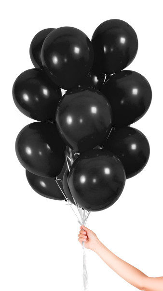 30 globos negros con cintas 23cm
