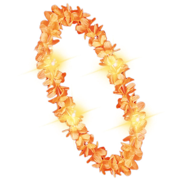 Orange Hawaii kæde med belysning