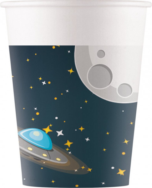 8 space paper cups moon travel 200ml