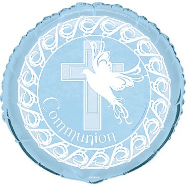Ballon de communion en aluminium bleu 45cm