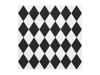 Voorvertoning: 20 harlekijn servetten wit zwart 33 x 33cm