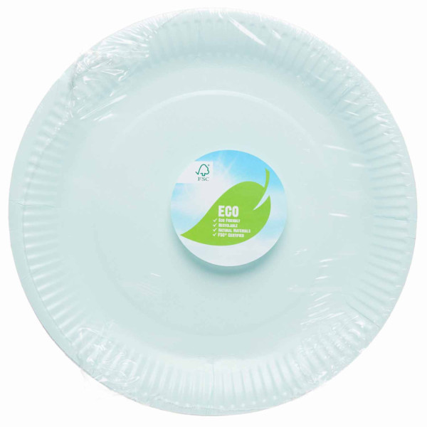 8 platos de papel ecológico Duck Egg 23cm