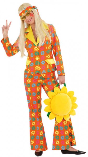 Słoneczny damski garnitur w kwiaty hippie