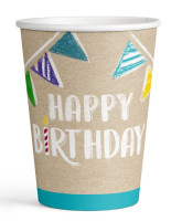 8 Birthday Wishes paper cups 250ml