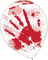 6 Bloody Handprint Halloween Balloons 25cm