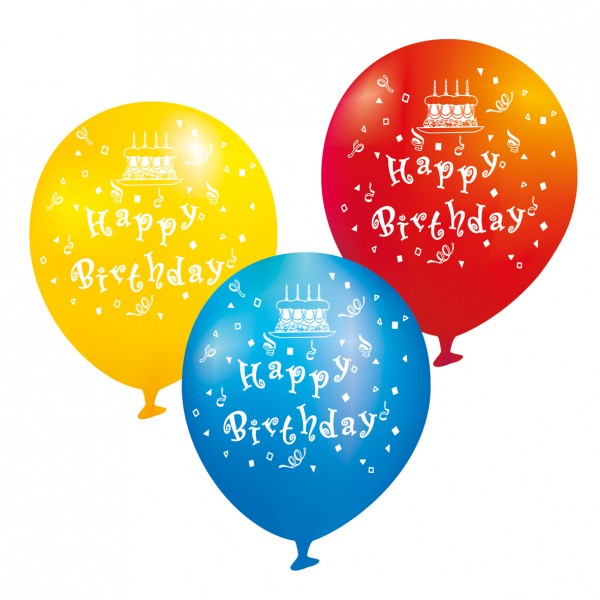 6 Happy Birthday Luftballons Halbdruck 23 cm