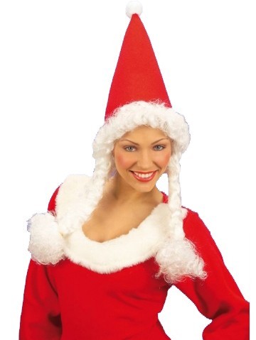 Cappello da Babbo Natale con trecce Miss Santa