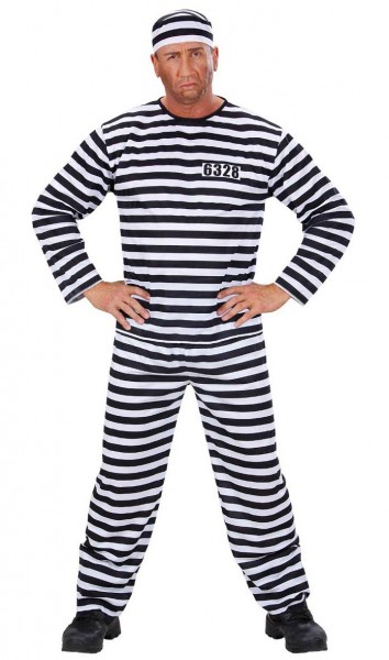 Strafgefangener Kostüm Schwarz-Weiß 2